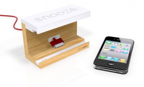 The iPhone Alarm Dock with a Big Snooze Bar
