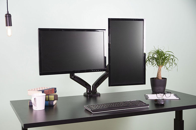 Dual Monitor Height Adjustable Desk Mount Stand
